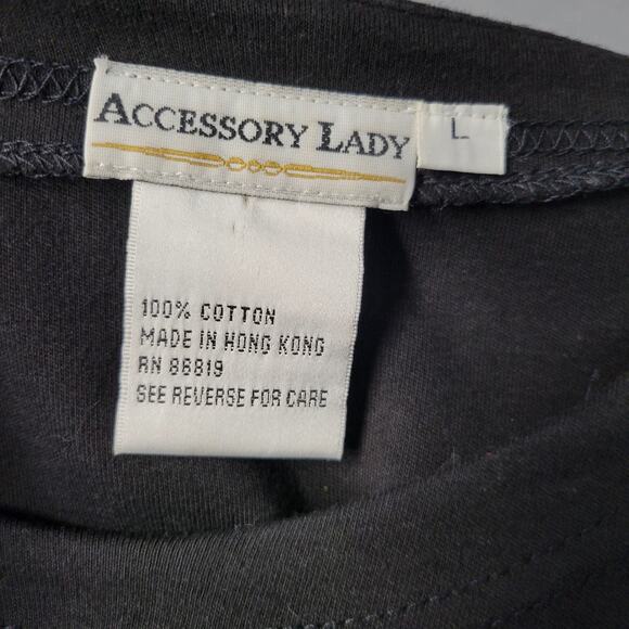 Vintage 80s Accessory Lady Top Womens L Black Fall Applique Embroidered Sequin - Picture 2 of 11